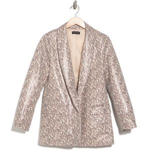 Love Token – Faux Leather Snake Print Blazer